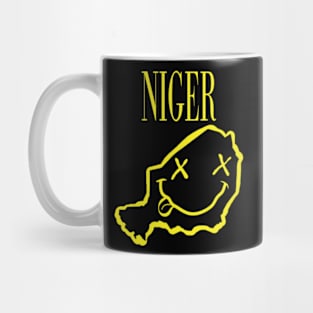 Vibrant Niger Africa x Eyes Happy Face: Unleash Your 90s Grunge Spirit! Smiling Squiggly Mouth Dazed Smiley Face Mug